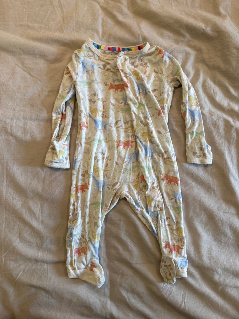 Magnetic Me Cream Footed One-Piece with Multicolor Animal Prints